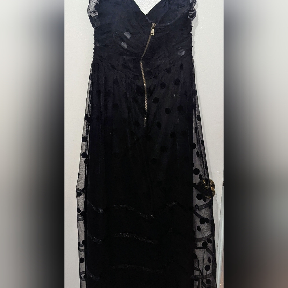 Betsey Johnson Black Tulle Maxi Dress Dots